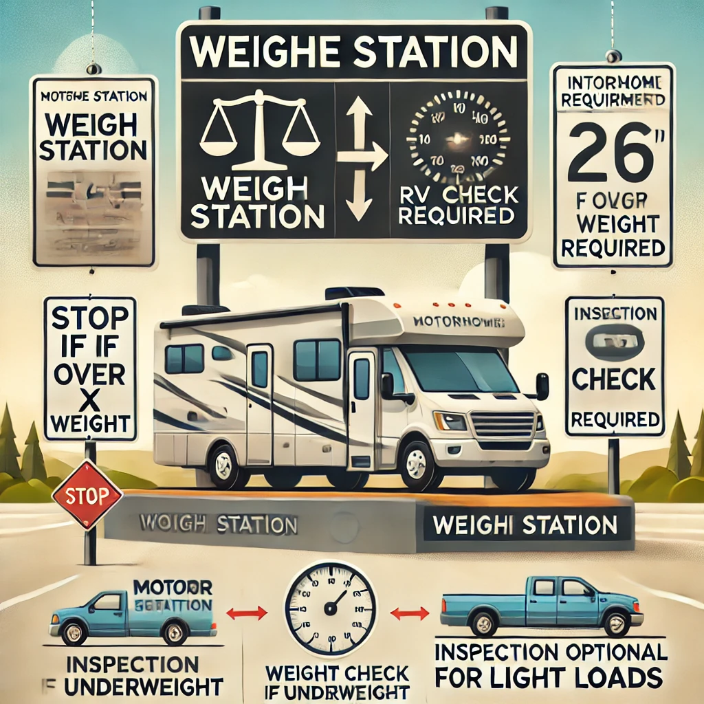 Weigh station for different class Motorhomes with different requirements according to state policies.