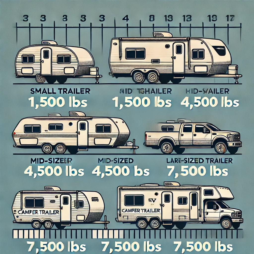 Average weigh for different size camping trailer.