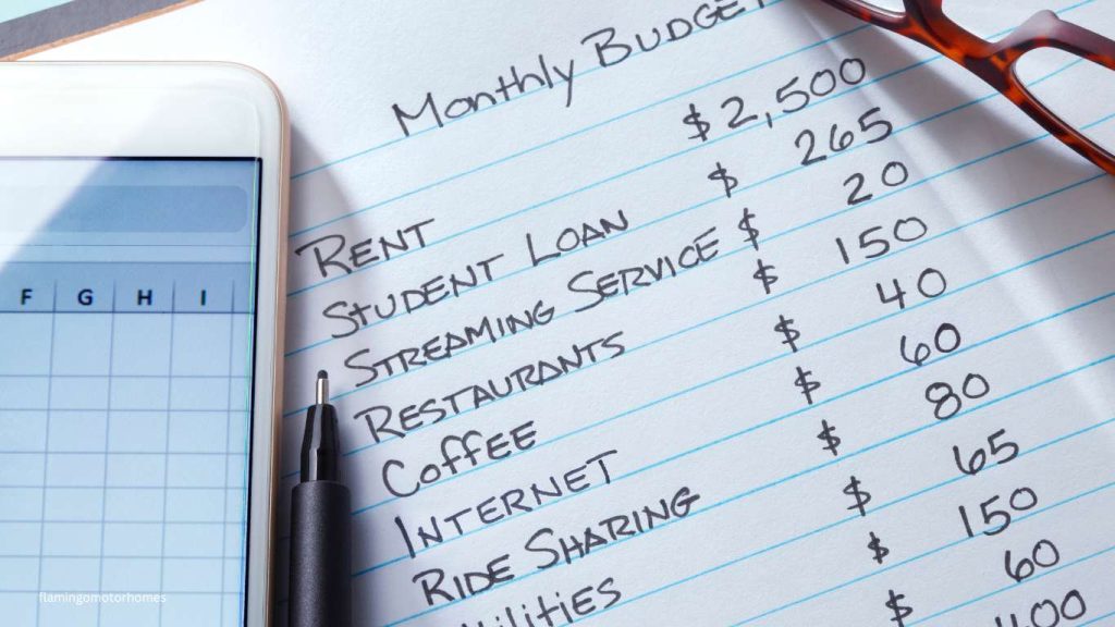 Living expenses  list for Motorhome