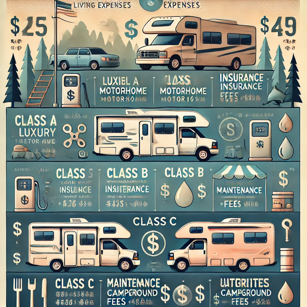 Living expenses of different class Motorhomes