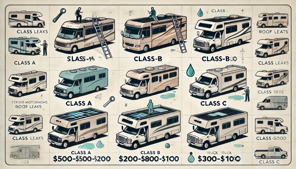 Price for fixing different class Motorhomes.