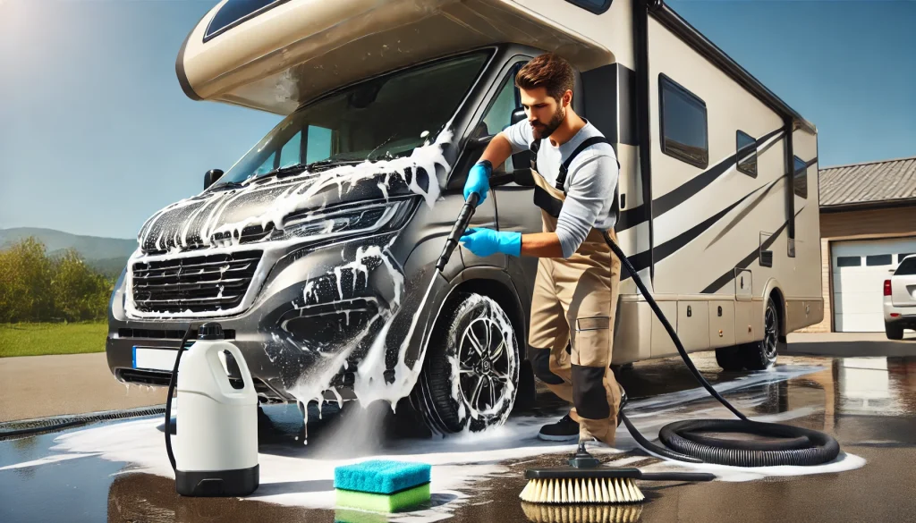 Professional washing motorhomes.