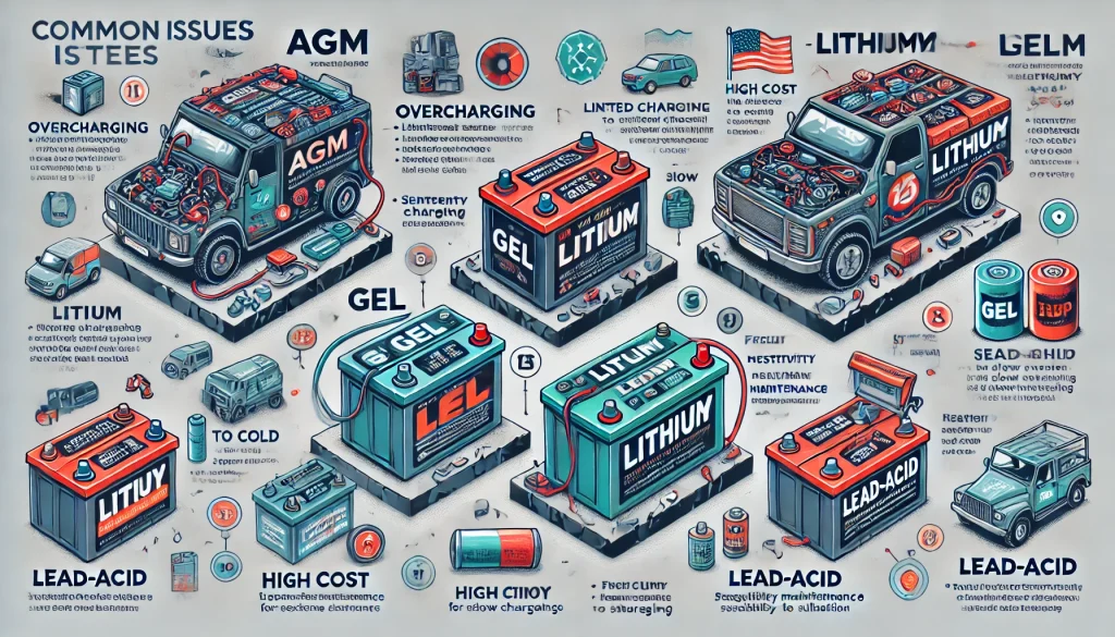 Common issues for different class motorhomes battery failures.