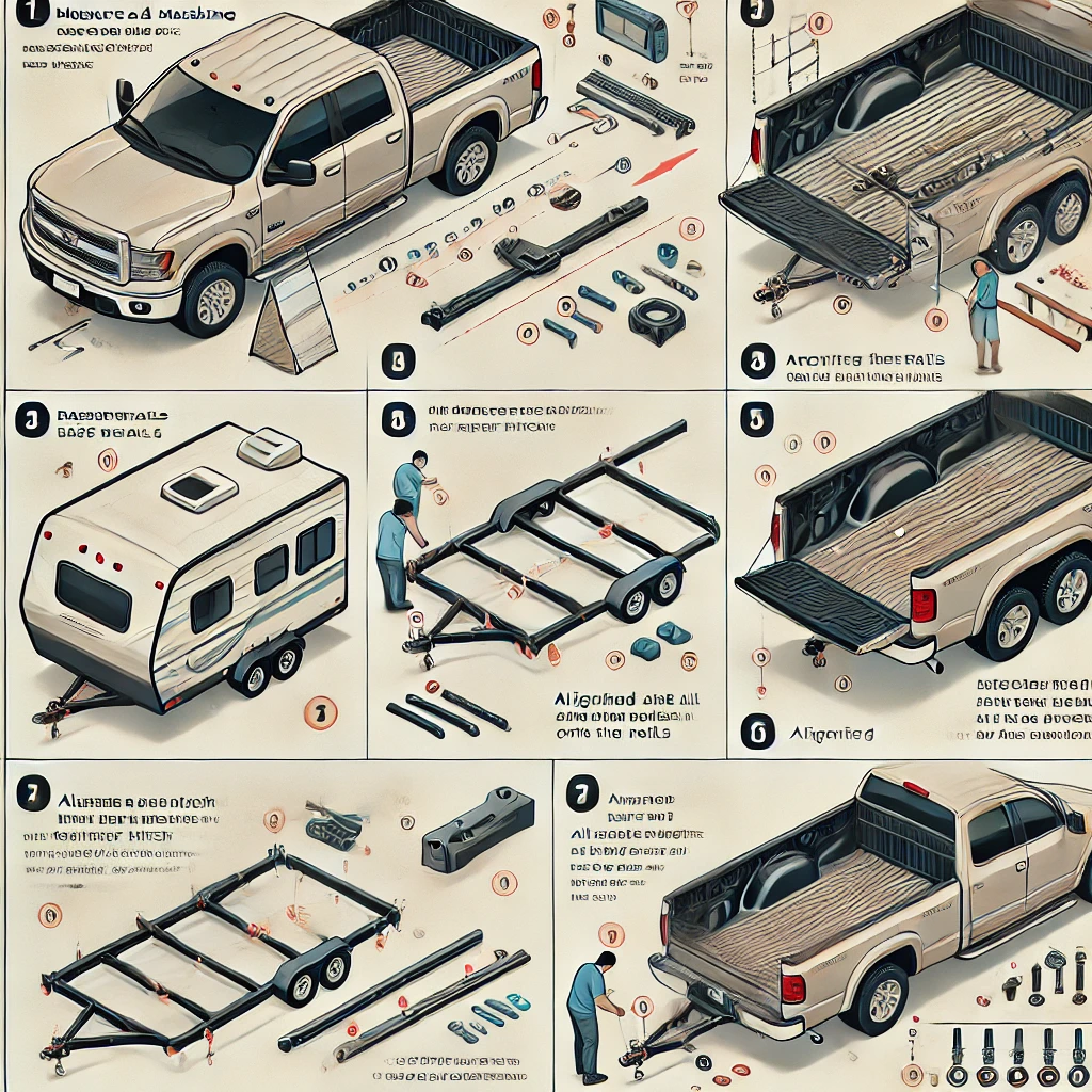 different steps to install a hitch.