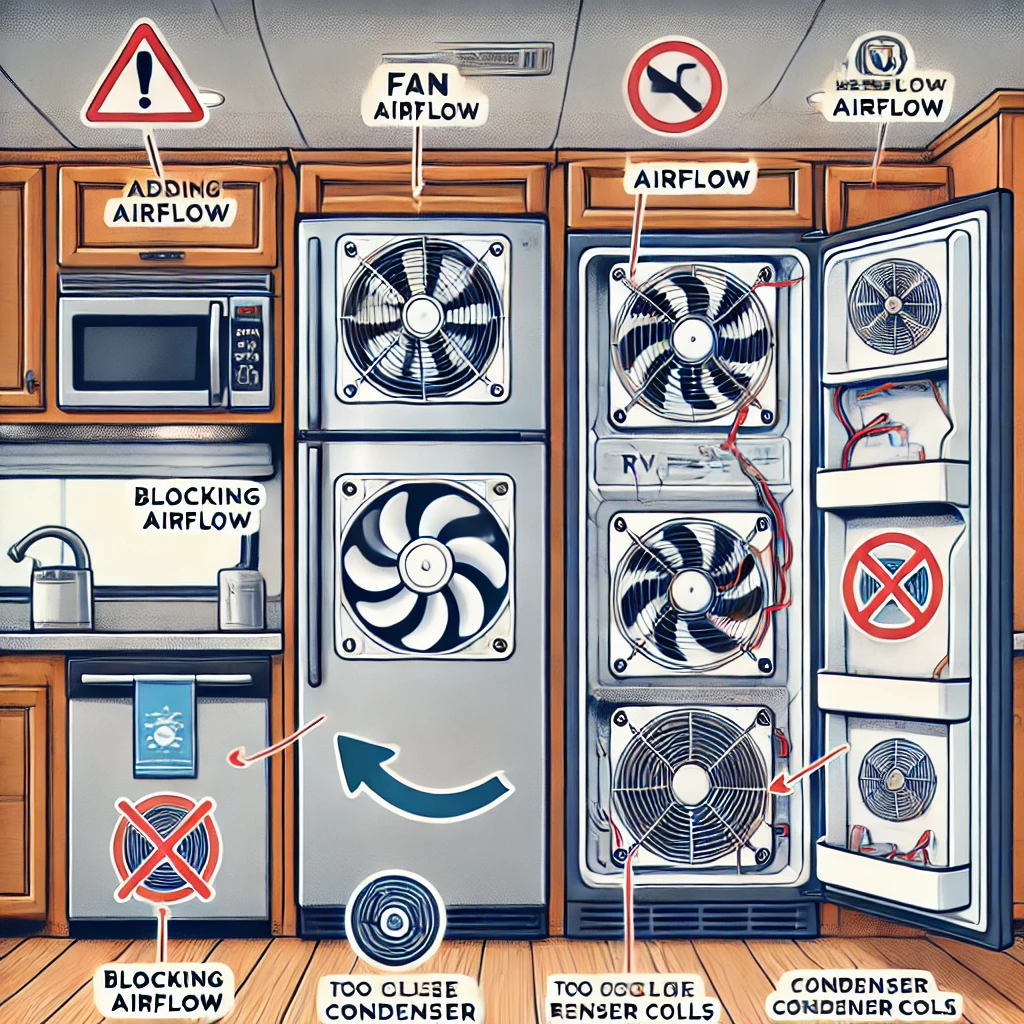 shows Common Mistakes When Adding an RV Fridge Fan