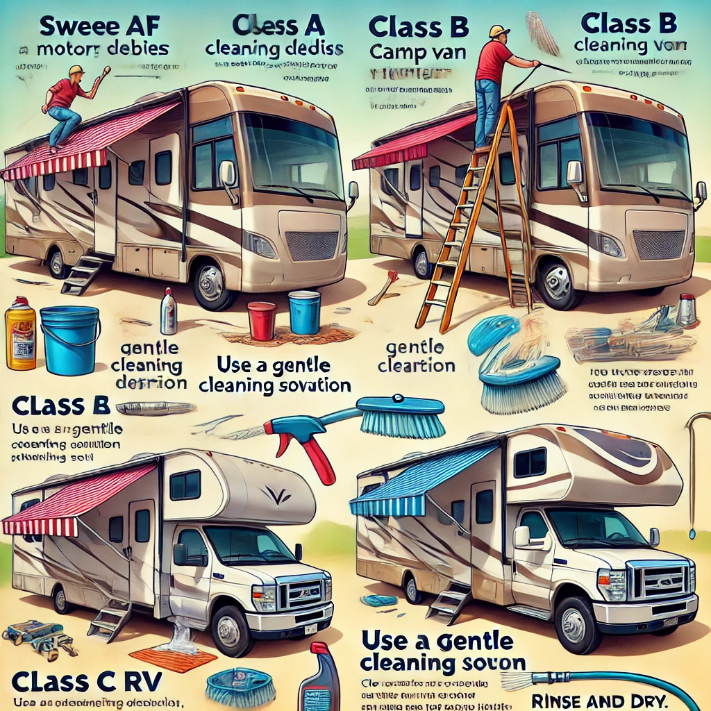 shows How to Clean Awnings of Different Classes of RVs