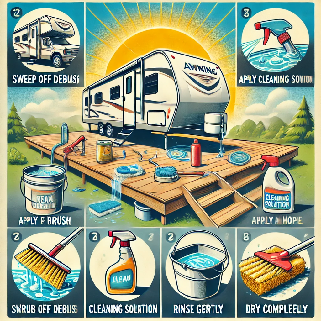 shows Methods to Clean RV Awnings